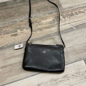Coach Crossbody/Handbag, black with specks of brown with wristlet insert